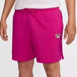 NWT Nike French Terry Sweat Shorts  Fireberry Pink Palm Trees HJ6879-615 Mens